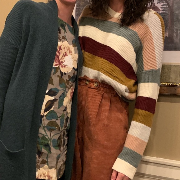 EUC Madewell Thompson Cream Multicolor Striped Sweater Size L - Picture 10 of 12